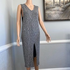 Anthropologie gray ribbed Dolan Luna midi dress